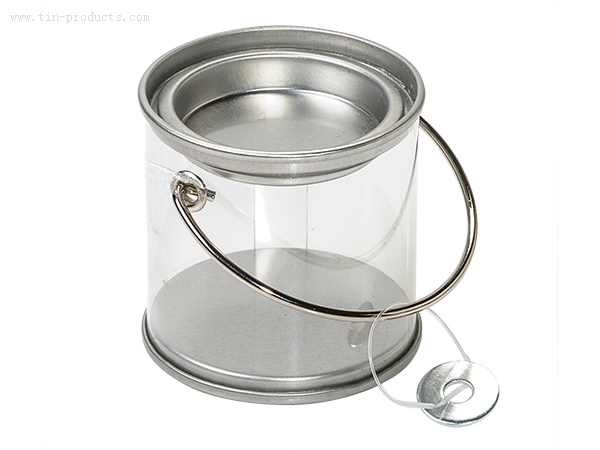 Clear PET Pail with tin lids and handles